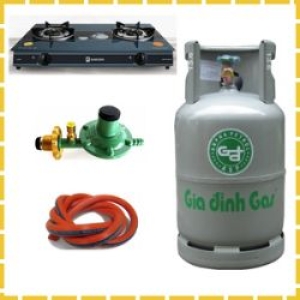 Trọn Bộ Bình Gas Bếp Gas Đôi Sakura Mặt Kính