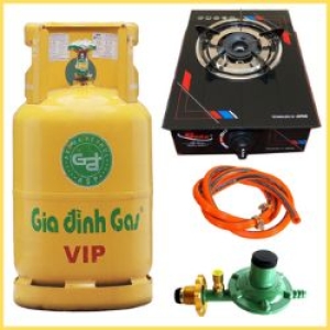 Trọn Bộ Bình Bếp Gas Đơn Mặt Kính Van Dây Khóa
