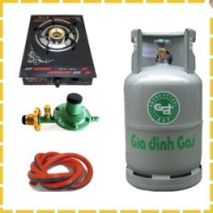 Trọn Bộ Bình Bếp Gas Đơn Mặt Kính Van Dây