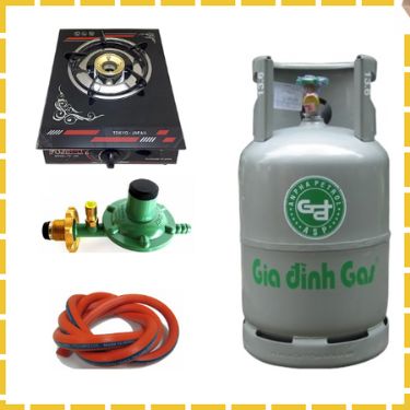 Trọn Bộ Bình Gas Bếp Gas Đơn Mặt Kính Van Dây