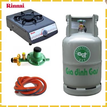 Trọn Bộ Bình Gas Bếp Gas Rinnai Đơn Kính Van Dây