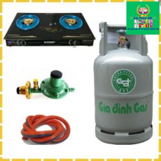Trọn Bộ Bình Gas Bếp Gas Đôi Mặt Kính Van Dây Tự Động