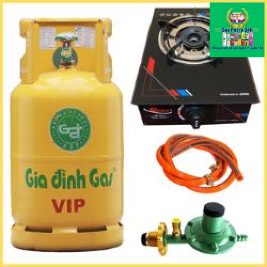 Trọn Bộ Bình Bếp Gas Đơn Mặt Kính Van Dây Khóa