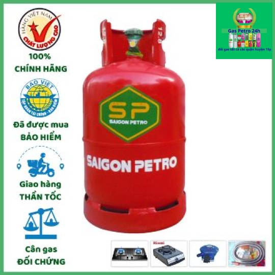 Bình Gas Saigon Petro Đỏ 12kg  Đổi Gas Tất Cả Các Quận Huyện 15P