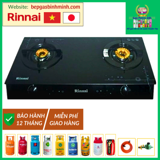 Bếp Gas Đôi Rinnai RV-7 Double Glass (B) Việt - Nhật Chính Hãng