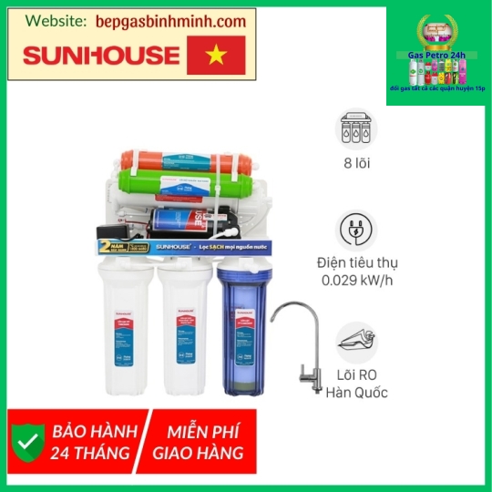 Máy lọc nước RO không vỏ Sunhouse SHA8878KV 8 lõi
