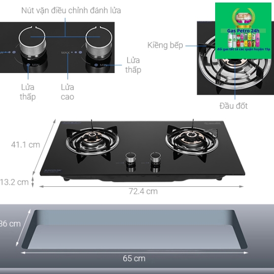  Bếp Gas Âm SUNHOUSE SHB507-MT Chính Hãng