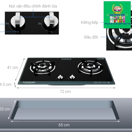 Bếp Gas Âm SUNHOUSE SHB5548MT Chính Hãng