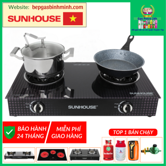 Bếp Gas Đôi Mặt Kính SUNHOUSE SHB 3366MT